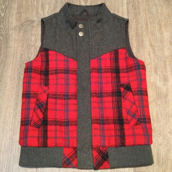 OshKosh B'gosh Other - Wool Blend Plaid Vest Red Gray 4T OshKosh Genuine Kids